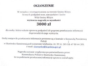 Ogłoszenie Wójta Gminy Bliżyn